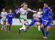 23 February 2024; Amber Barrett of Republic of Ireland in action against Elena Linari of Italy during the international women's friendly match between Italy and Republic of Ireland at Viola Park in Florence, Italy. Photo by David Fitzgerald/Sportsfile