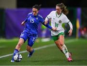 23 February 2024; Michela Catena of Italy in action against Heather Payne of Republic of Ireland during the international women's friendly match between Italy and Republic of Ireland at Viola Park in Florence, Italy. Photo by David Fitzgerald/Sportsfile