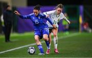 23 February 2024; Michela Catena of Italy in action against Heather Payne of Republic of Ireland during the international women's friendly match between Italy and Republic of Ireland at Viola Park in Florence, Italy. Photo by David Fitzgerald/Sportsfile