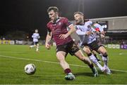 23 February 2024; Edward McCarthy of Galway United in action against Andy Boyle of Dundalk during the SSE Airtricity Men's Premier Division match between Dundalk and Galway United at Oriel Park in Dundalk, Louth. Photo by Ben McShane/Sportsfile