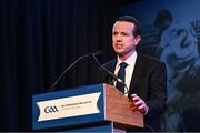 23 February 2024; GAA director of finance Ger Mulryan speaking during the GAA Congress at Canal Court Hotel in Newry, Down. Photo by Piaras Ó Mídheach/Sportsfile