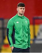 23 February 2024; Ireland captain Evan O’Connell before the U20 Six Nations Rugby Championship match between Ireland and Wales at Virgin Media Park in Cork. Photo by Brendan Moran/Sportsfile