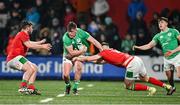 23 February 2024; Henry Walker of Ireland is tackled by Harry Rees-Weldon of Wales during the U20 Six Nations Rugby Championship match between Ireland and Wales at Virgin Media Park in Cork. Photo by Brendan Moran/Sportsfile