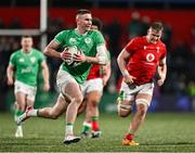 23 February 2024; Ben O’Connor of Ireland runs in his side's sixth try during the U20 Six Nations Rugby Championship match between Ireland and Wales at Virgin Media Park in Cork. Photo by Brendan Moran/Sportsfile