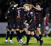 23 February 2024; Michael Lilander of Bohemians and teammates celebrate after their side's victory in the SSE Airtricity Men's Premier Division match between St Patrick's Athletic and Bohemians at Richmond Park in Dublin. Photo by Harry Murphy/Sportsfile