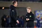 23 February 2024; Republic of Ireland head coach Eileen Gleeson, right, and assistant coach Colin Healy before the international women's friendly match between Italy and Republic of Ireland at Viola Park in Florence, Italy. Photo by David Fitzgerald/Sportsfile