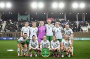 23 February 2024; Republic of Ireland players, back row, from left, Niamh Fahey, Jessie Stapleton, Courtney Brosnan, Caitlin Hayes, Megan Connolly and Ruesha Littlejohn, front row, from left, Katie McCabe, Jessica Ziu, Izzy Atkinson, Heather Payne and Kyra Carusa, before the international women's friendly match between Italy and Republic of Ireland at Viola Park in Florence, Italy. Photo by David Fitzgerald/Sportsfile
