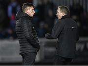 23 February 2024; Bohemians manager Declan Devine and coach Derek Pender before the SSE Airtricity Men's Premier Division match between St Patrick's Athletic and Bohemians at Richmond Park in Dublin. Photo by Harry Murphy/Sportsfile