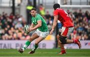 24 February 2024; Jack Crowley of Ireland in action against Dafydd Jenkins of Wales during the Guinness Six Nations Rugby Championship match between Ireland and Wales at Aviva Stadium in Dublin. Photo by Sam Barnes/Sportsfile