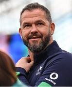 24 February 2024; Ireland head coach Andy Farrell after the Guinness Six Nations Rugby Championship match between Ireland and Wales at Aviva Stadium in Dublin. Photo by Ramsey Cardy/Sportsfile