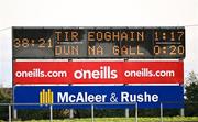 24 February 2024; A general view of the scoreboard after a draw result in the Allianz Hurling League Division 2 Group B match between Tyrone and Donegal at O'Neills Healy Park in Omagh, Tyrone. Photo by Ben McShane/Sportsfile