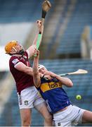 24 February 2024; Niall Mitchell of Westmeath in action against Seamus Kennedy of Tipperary during the Allianz Hurling League Division 1 Group B match between Tipperary and Westmeath at FBD Semple Stadium in Thurles, Tipperary. Photo by Michael P Ryan/Sportsfile