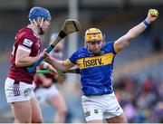 24 February 2024; Conor Stakelum of Tipperary in action against Kevin Regan of Westmeath during the Allianz Hurling League Division 1 Group B match between Tipperary and Westmeath at FBD Semple Stadium in Thurles, Tipperary. Photo by Michael P Ryan/Sportsfile