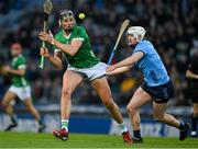 24 February 2024; Gearóid Hegarty of Limerick in action against Conor Donohoe of Dublin during the Allianz Hurling League Division 1 Group B match between Dublin and Limerick at Croke Park in Dublin. Photo by Brendan Moran/Sportsfile