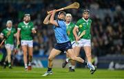 24 February 2024; Sean Currie of Dublin scores his side's first goal during the Allianz Hurling League Division 1 Group B match between Dublin and Limerick at Croke Park in Dublin. Photo by Brendan Moran/Sportsfile