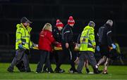 24 February 2024; Seanie O'Donnell of Tyrone is stretchered off the pitch after picking up an injury during the Allianz Football League Division 1 match between Tyrone and Mayo at O'Neills Healy Park in Omagh, Tyrone. Photo by Ben McShane/Sportsfile