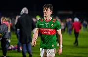 24 February 2024; Jack Coyne of Mayo reacts after the Allianz Football League Division 1 match between Tyrone and Mayo at O'Neills Healy Park in Omagh, Tyrone. Photo by Ben McShane/Sportsfile