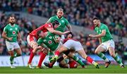24 February 2024; Peter O’Mahony of Ireland is tackled by Dafydd Jenkins of Wales during the Guinness Six Nations Rugby Championship match between Ireland and Wales at Aviva Stadium in Dublin. Photo by Ramsey Cardy/Sportsfile
