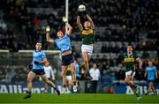 24 February 2024; Diarmuid O'Connor of Kerry catches a kickout ahead of Tom Lahiff of Dublin during the Allianz Football League Division 1 match between Dublin and Kerry at Croke Park in Dublin. Photo by Brendan Moran/Sportsfile