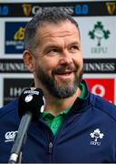 24 February 2024; Ireland head coach Andy Farrell before the Guinness Six Nations Rugby Championship match between Ireland and Wales at the Aviva Stadium in Dublin. Photo by Seb Daly/Sportsfile