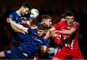 24 February 2024; Patrick Hoban of Derry City has an attempt on goal during the SSE Airtricity Men's Premier Division match between Sligo Rovers and Derry City at The Showgrounds in Sligo. Photo by Tyler Miller/Sportsfile