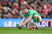 24 February 2024; Jack Crowley of Ireland during the Guinness Six Nations Rugby Championship match between Ireland and Wales at the Aviva Stadium in Dublin. Photo by Seb Daly/Sportsfile