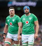 24 February 2024; Ireland players Tadhg Beirne, right, and Joe McCarthy during the Guinness Six Nations Rugby Championship match between Ireland and Wales at the Aviva Stadium in Dublin. Photo by Seb Daly/Sportsfile