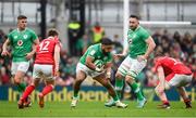 24 February 2024; Bundee Aki of Ireland in action against Nick Tompkins, left, and Tommy Reffell of Wales during the Guinness Six Nations Rugby Championship match between Ireland and Wales at Aviva Stadium in Dublin. Photo by Sam Barnes/Sportsfile
