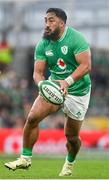 24 February 2024; Bundee Aki of Ireland during the Guinness Six Nations Rugby Championship match between Ireland and Wales at Aviva Stadium in Dublin. Photo by Sam Barnes/Sportsfile