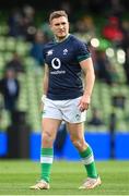 24 February 2024; Jordan Larmour of Ireland before the Guinness Six Nations Rugby Championship match between Ireland and Wales at the Aviva Stadium in Dublin. Photo by Seb Daly/Sportsfile