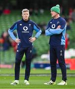 24 February 2024; Ireland defence coach Simon Easterby, left, and forwards coach Paul O'Connell before the Guinness Six Nations Rugby Championship match between Ireland and Wales at the Aviva Stadium in Dublin. Photo by Seb Daly/Sportsfile