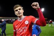 23 February 2024; Sean Gannon of Shelbourne celebrates after the SSE Airtricity Men's Premier Division match between Shelbourne and Shamrock Rovers at Tolka Park in Dublin. Photo by Stephen McCarthy/Sportsfile