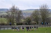 25 February 2024; Fermanagh players make their way to the dressing rooms after their warm-up before the Allianz Football League Division 2 match between Fermanagh and Cork at St Joseph’s Park in Ederney, Fermanagh. Photo by Ben McShane/Sportsfile