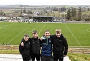25 February 2024; Fermanagh supporters Darragh McNabb, age 13, Rhys McManus, age 14, Daniel McCarron, age 14, Kieran Maguire, age 13, all from Ederney, before the Allianz Football League Division 2 match between Fermanagh and Cork at St Joseph’s Park in Ederney, Fermanagh. Photo by Ben McShane/Sportsfile