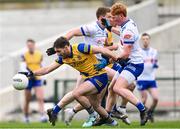 25 February 2024; James Fitzpatrick of Roscommon in action against Ryan O’Toole of Monaghan during the Allianz Football League Division 1 match between Roscommon and Monaghan at Dr Hyde Park in Roscommon. Photo by Daire Brennan/Sportsfile