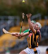 25 February 2024; Liam Blanchfield of Kilkenny is tackled by Ben Conneely of Offaly during the Allianz Hurling League Division 1 Group A match between Kilkenny and Offaly at UPMC Nowlan Park in Kilkenny. Photo by Ray McManus/Sportsfile