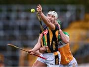 25 February 2024; Liam Blanchfield of Kilkenny is tackled by Ben Conneely of Offaly during the Allianz Hurling League Division 1 Group A match between Kilkenny and Offaly at UPMC Nowlan Park in Kilkenny. Photo by Ray McManus/Sportsfile