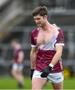 25 February 2024; Cathal Sweeney of Galway had his jersey ripped during the Allianz Football League Division 1 match between Galway and Derry at Pearse Stadium in Galway. Photo by Ray Ryan/Sportsfile