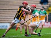 25 February 2024; Adrian Mullen of Kilkenny tussles Sam Bourke of Offaly during the Allianz Hurling League Division 1 Group A match between Kilkenny and Offaly at UPMC Nowlan Park in Kilkenny. Photo by Tom Beary/Sportsfile