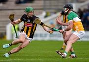 25 February 2024; Martin Keoghan of Kilkenny in action against Jason Sampson of Offaly during the Allianz Hurling League Division 1 Group A match between Kilkenny and Offaly at UPMC Nowlan Park in Kilkenny. Photo by Tom Beary/Sportsfile