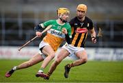 25 February 2024; Dan Bourke of Offaly is tackled by Shane Murphy of Kilkenny during the Allianz Hurling League Division 1 Group A match between Kilkenny and Offaly at UPMC Nowlan Park in Kilkenny. Photo by Ray McManus/Sportsfile