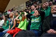 25 February 2024; Ireland supporters react during the FIBA Basketball World Cup 2027 European Pre-Qualifiers first round match between Ireland and Switzerland at the National Basketball Arena in Tallaght, Dublin. Photo by David Fitzgerald/Sportsfile