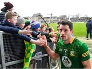 25 February 2024; Donal Keogan of Meath after his side's victory in the Allianz Football League Division 2 match between Meath and Kildare at Páirc Tailteann in Navan, Meath. Photo by Sam Barnes/Sportsfile