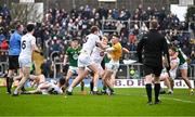 25 February 2024; Players from both side's tussle during the Allianz Football League Division 2 match between Meath and Kildare at Páirc Tailteann in Navan, Meath. Photo by Sam Barnes/Sportsfile