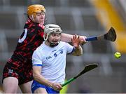 25 February 2024; Padraig Fitzgerald of Waterford in action against Shane Barrett of Cork during the Allianz Hurling League Division 1 Group A match between Cork and Waterford at SuperValu Páirc Uí Chaoimh in Cork. Photo by Piaras Ó Mídheach/Sportsfile