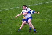 25 February 2024; Andrew Woods of Monaghan in action against David Murray of Roscommon during the Allianz Football League Division 1 match between Roscommon and Monaghan at Dr Hyde Park in Roscommon. Photo by Daire Brennan/Sportsfile