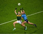 24 February 2024; Seán O'Shea of Kerry in action against Theo Clancy of Dublin during the Allianz Football League Division 1 match between Dublin and Kerry at Croke Park in Dublin. Photo by Ray McManus/Sportsfile