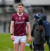 25 February 2024; Niall Daly of Galway dejected after the Allianz Football League Division 1 match between Galway and Derry at Pearse Stadium in Galway. Photo by Ray Ryan/Sportsfile