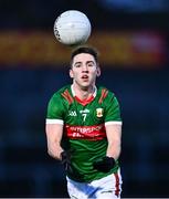 24 February 2024; Enda Hession of Mayo during the Allianz Football League Division 1 match between Tyrone and Mayo at O'Neills Healy Park in Omagh, Tyrone. Photo by Ben McShane/Sportsfile