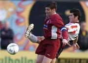 23 July 2004; Davey Byrne, Derry City, in action against Colin Fortune, Galway United. FAI Carlsberg Cup, Second Round, Galway United v Derry City, Terryland Park, Galway. Picture credit; David Maher / SPORTSFILE